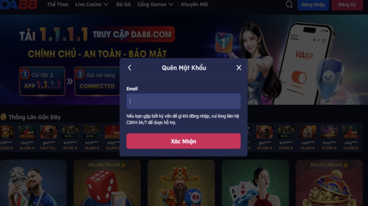 Hai bước lấy lại mật khẩu DA88 dễ thực hiện