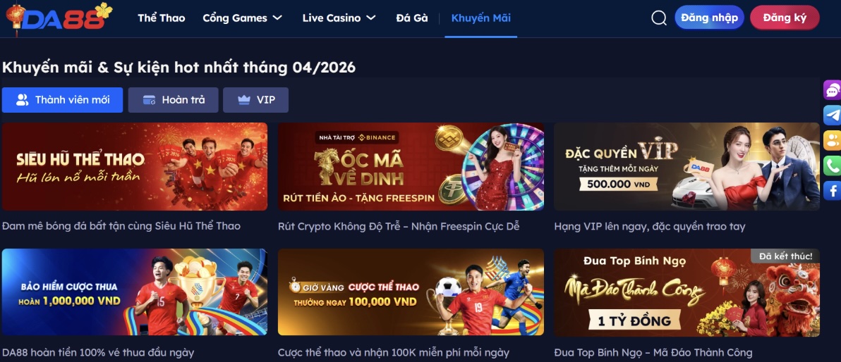 Những gói khuyến mãi khác trên DA88