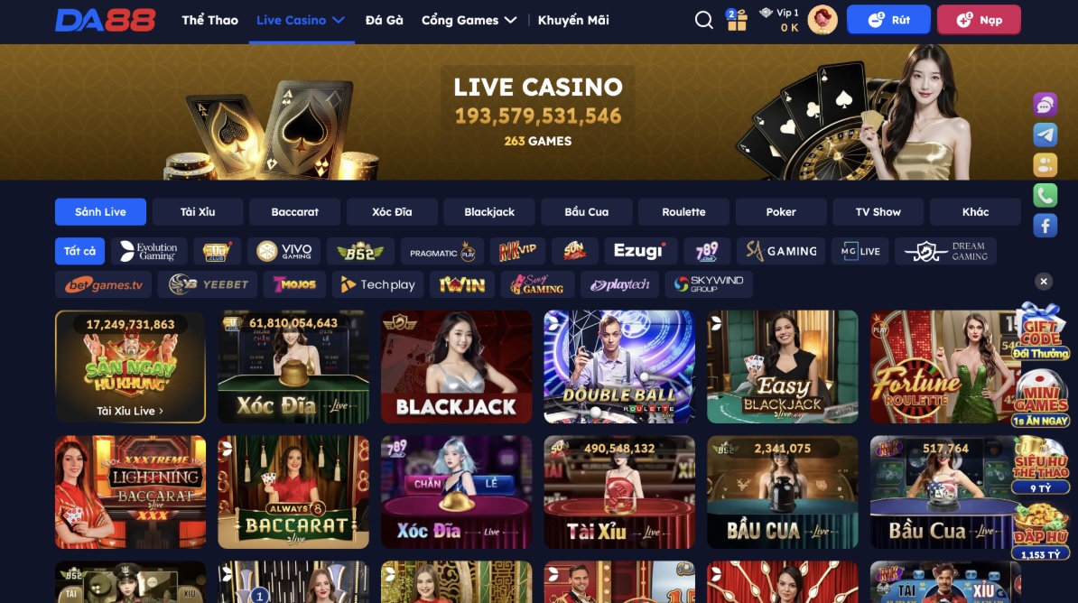 Lý do nên tham gia Live Casino tại nhà cái DA88