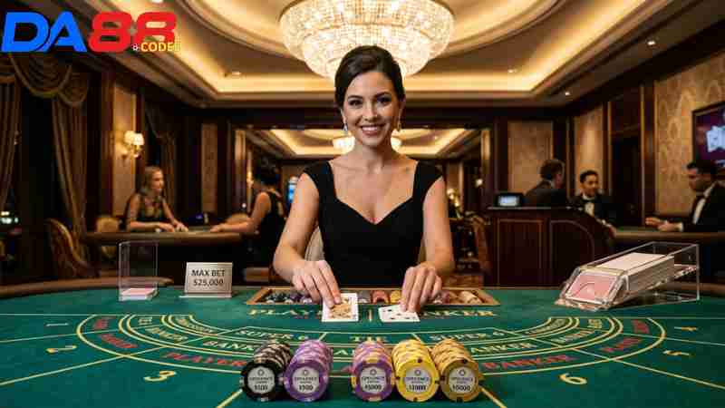 Sảnh live casino trực tuyến với Dealer thật chia bài.